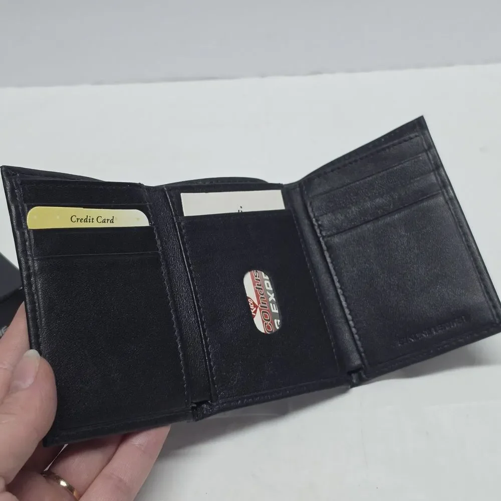 Rico Industries Black Real Leather Wallet MLB Chicago Cubs Logo Embroidered NWT